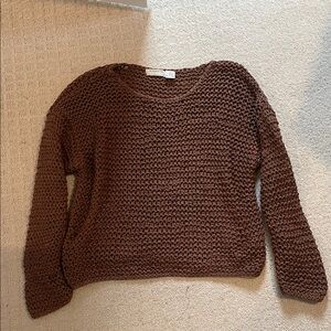 Elegant Brown Knit Crew Neck Sweater